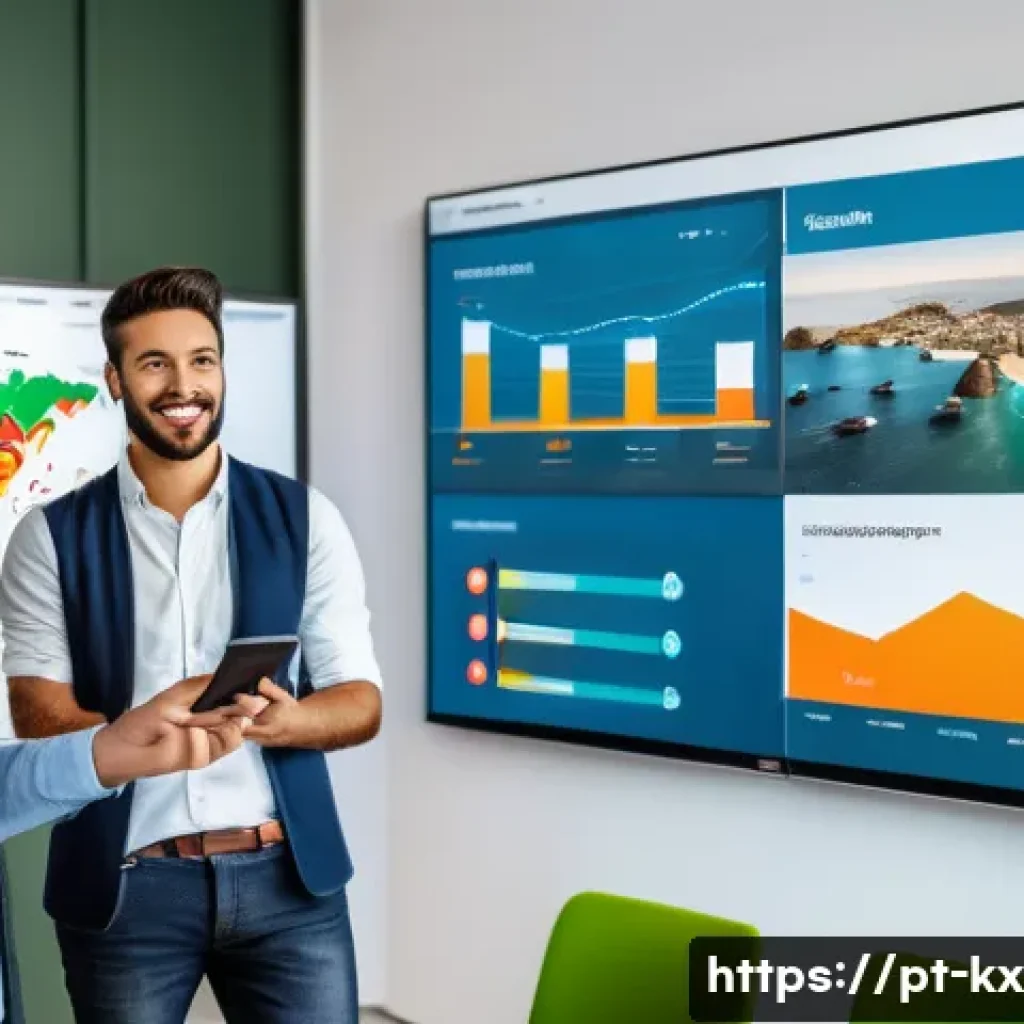 인플루언서와의 협업을 통한 브랜드 가시성 증대 - A professional Brazilian marketing team in a modern office setting, analyzing social media influence...