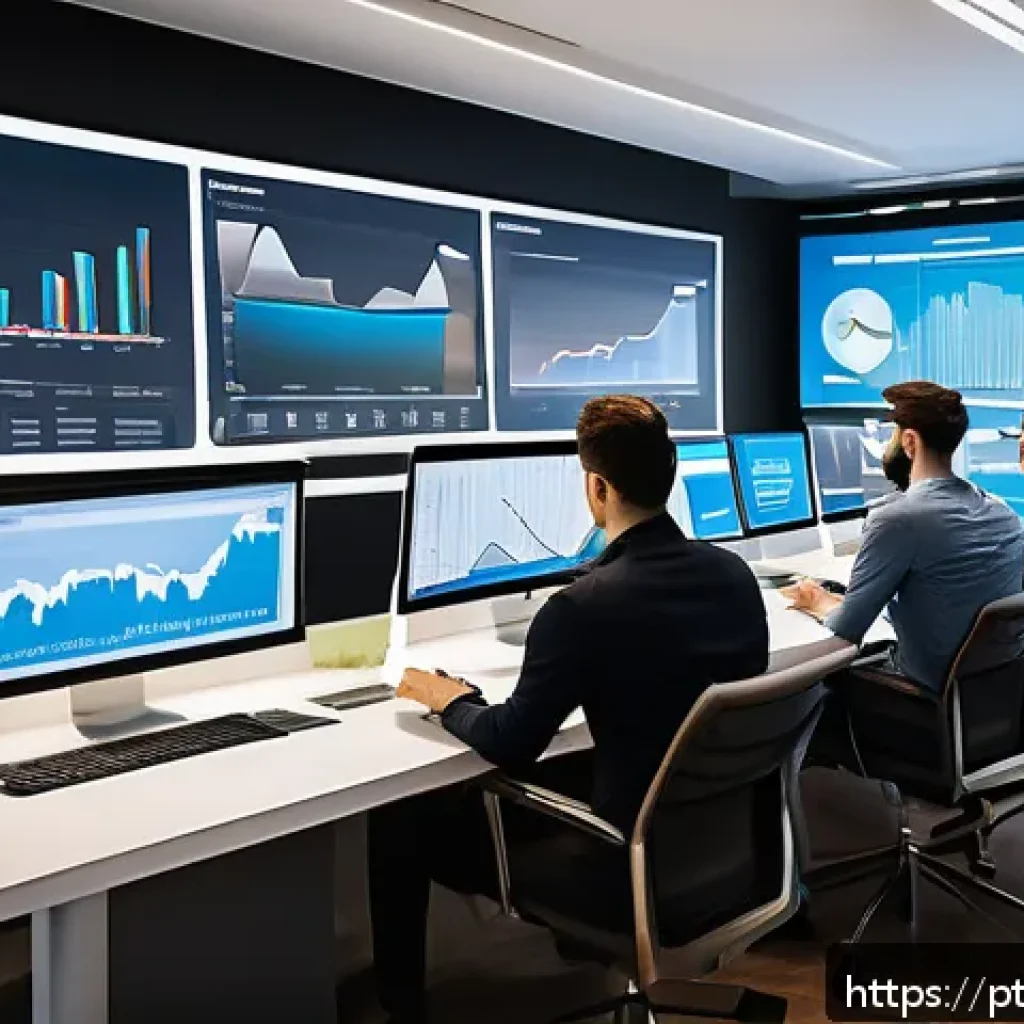 인플루언서 협업의 투자 대비 수익 분석 - A professional digital marketing team in a modern office setting analyzing influencer campaign data ...