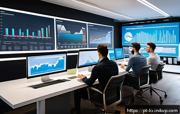 인플루언서 협업의 투자 대비 수익 분석 - A professional digital marketing team in a modern office setting analyzing influencer campaign data ...