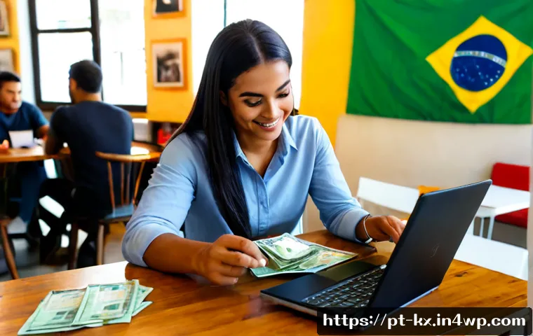 Home 17 인플루언서 협업의 ROI 측정 방법 - Photorealistic Brazilian small business owner and a lifestyle content creator collaborating at a bri...